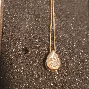 14kt Yellow Gold 18inch necklace with 4mm Natural Diamond Teardrop Pendant